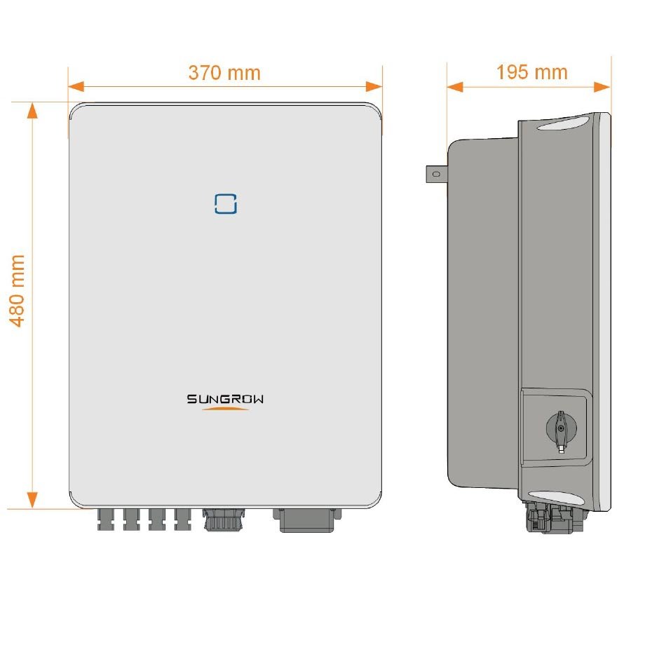 Sungrow inverteris SG5.0RT SG6.0RT SG7.0RT SG8.0RT SG10RT SG12RT išmatavimai